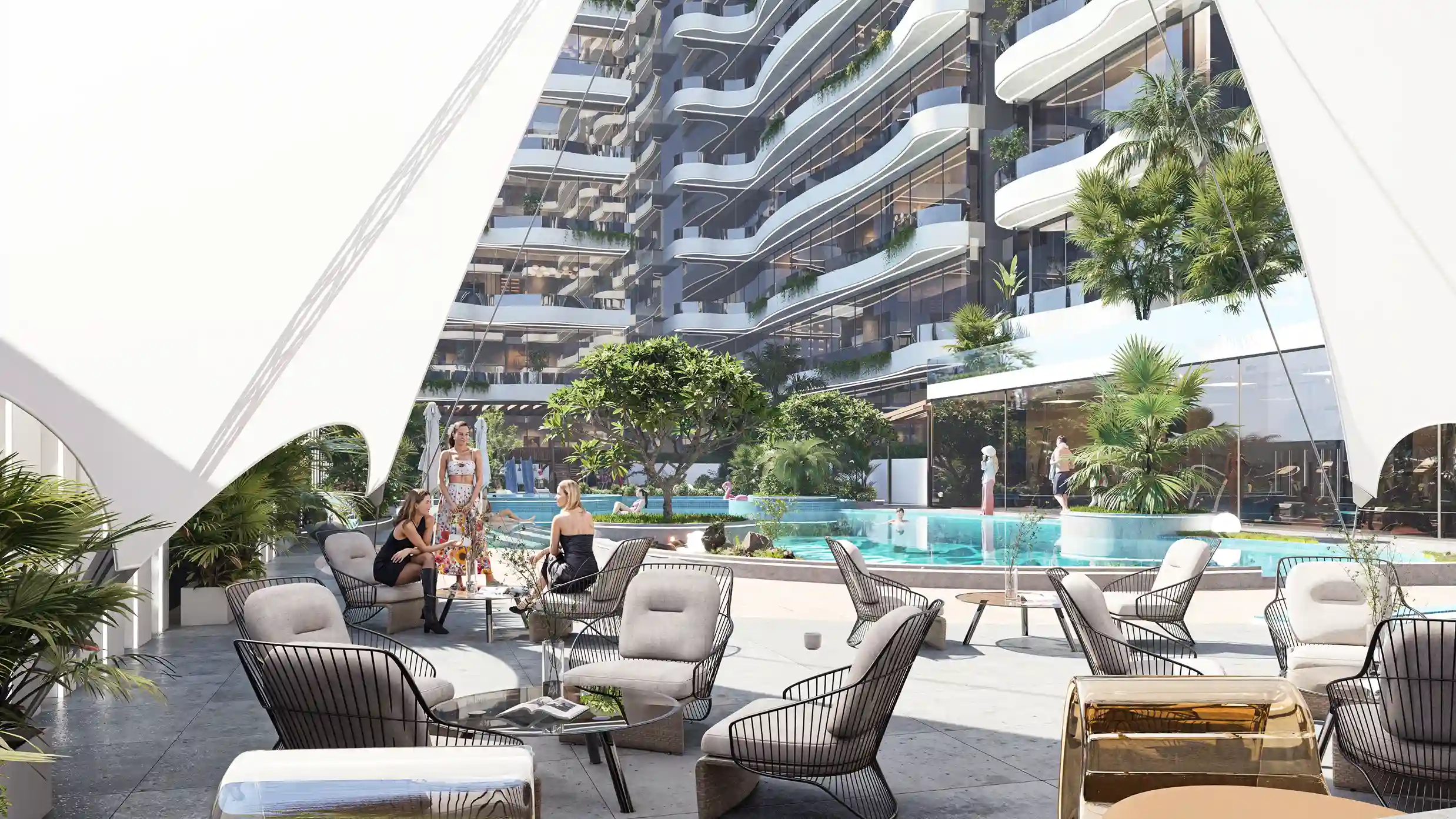 BBQ seating area at 311 Boulevard JVC