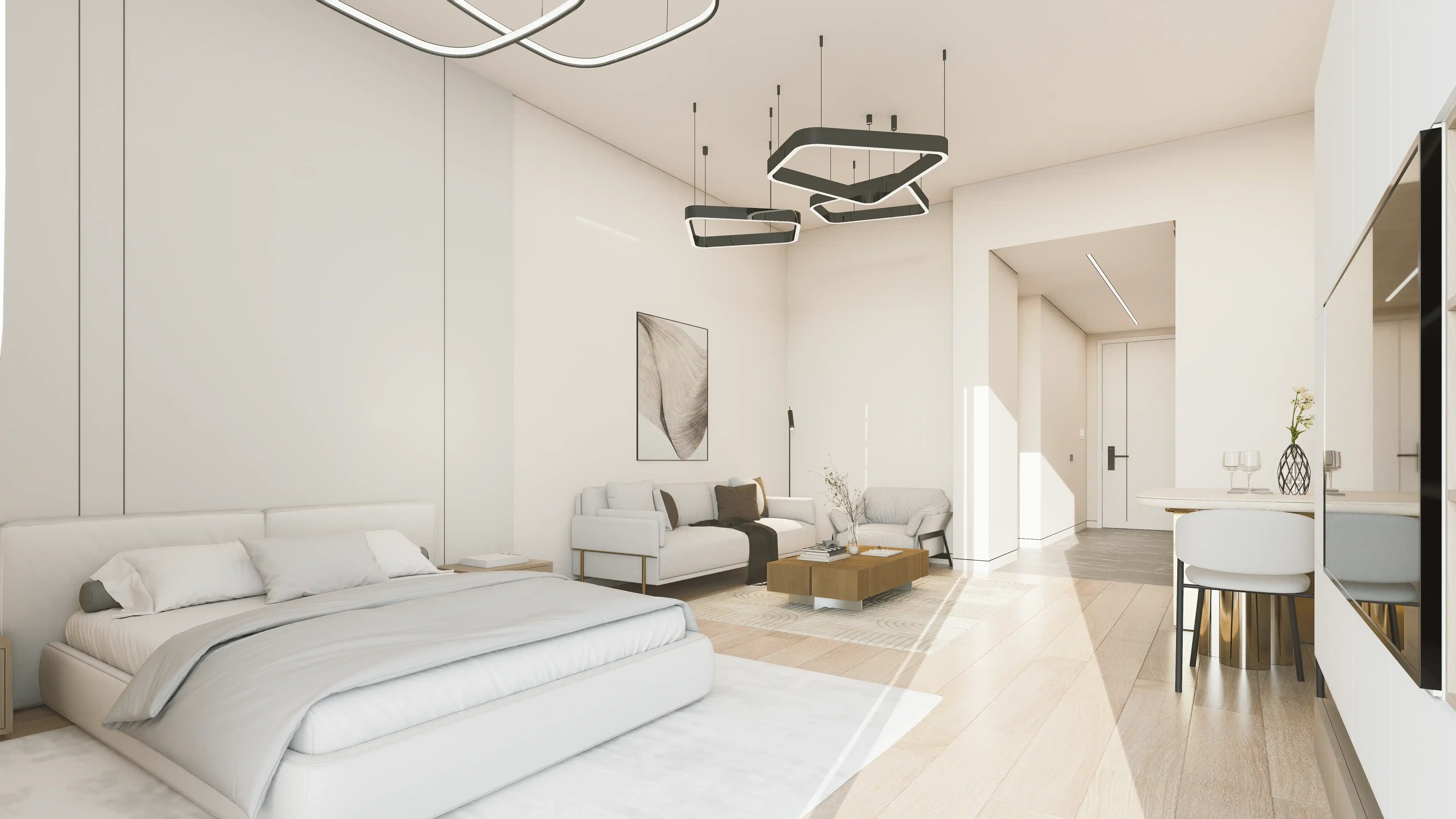 Studio apartment interior at 311 Boulevard JVC